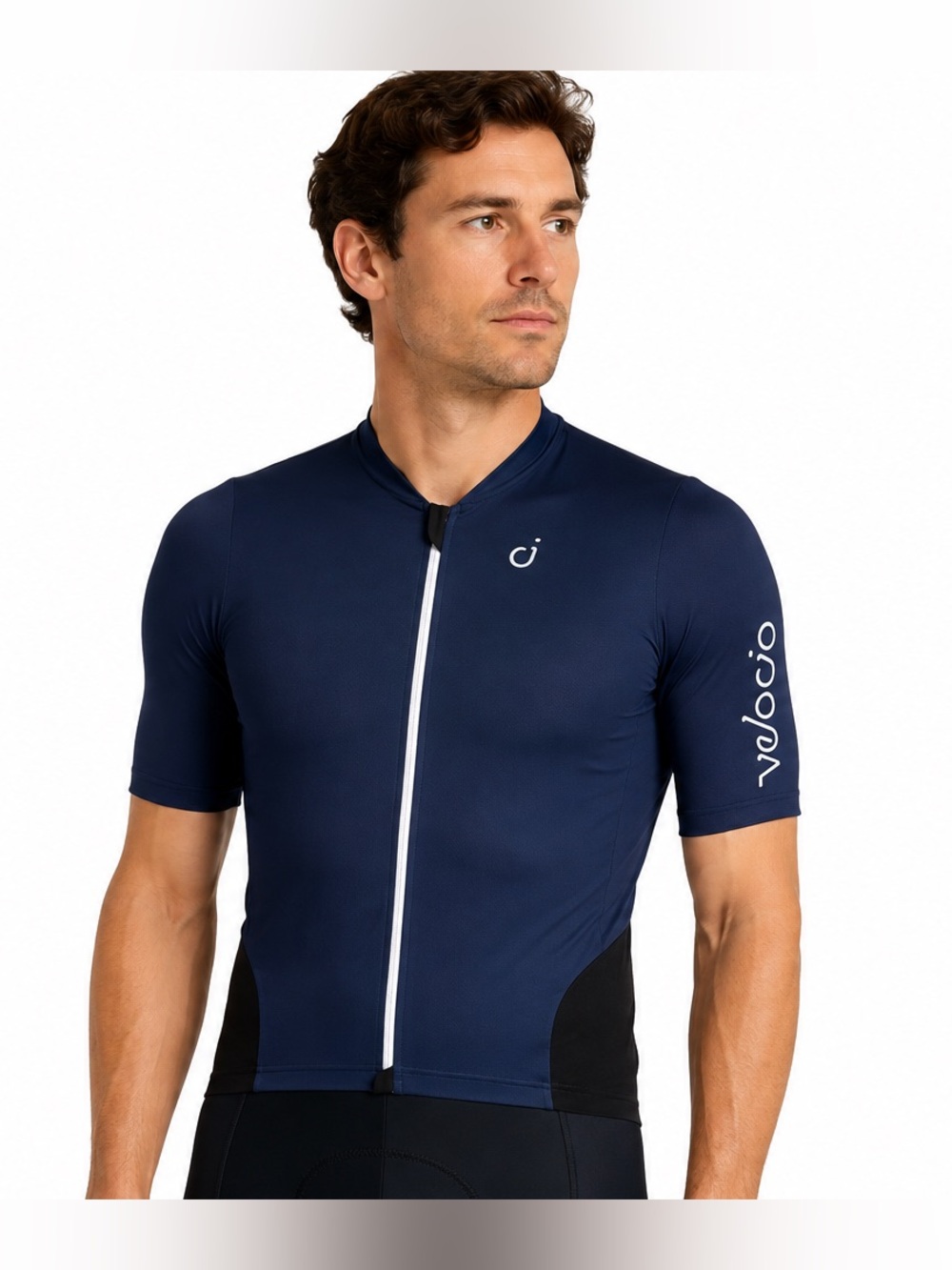 Velocio Men’s Concept Short Sleeve Full Zip Cycling Jersey S Blue White Black